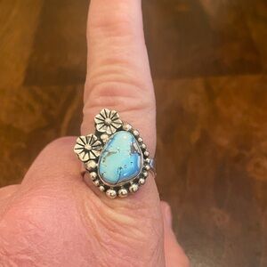 Turquoise Floral Silver Ring
